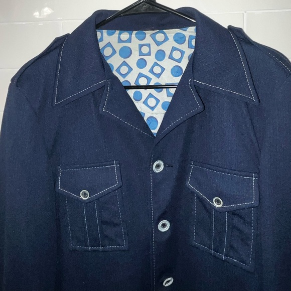 70’s Vintage Leisure Suit Style Jacket Groovy Lining Original Shirt Jacket Disco - Picture 3 of 10